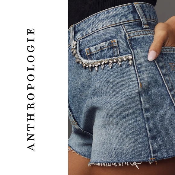 Anthropologie Embellished Pilcro Lover Denim Shorts - Picture 2 of 5